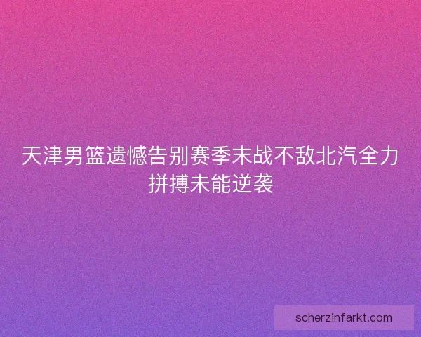 天津男篮遗憾告别赛季末战不敌北汽全力拼搏未能逆袭